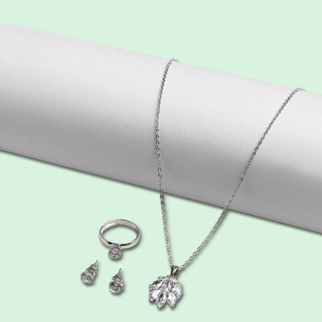 π 6PCS Silver Sparkle Stone Jewelry Set π