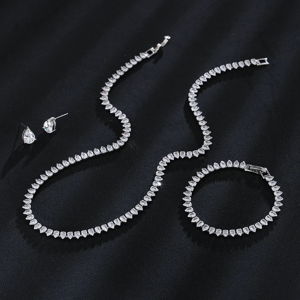 TNSH090 BYJ Pear Shape Necklace Set - TNSH