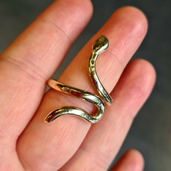 Snake Cuff Bangle Bracelets & Ring for Women - 18K Gold, Silver, Rose Gold Plated