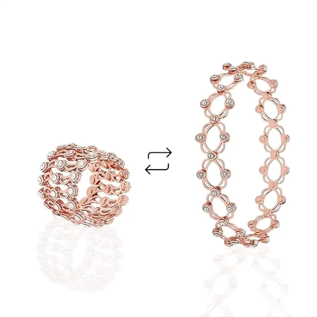 Silver & Gold Stainless Steel 2 in 1 Rectractable Ring Bracelet Telescopic Rings Change Bracelets