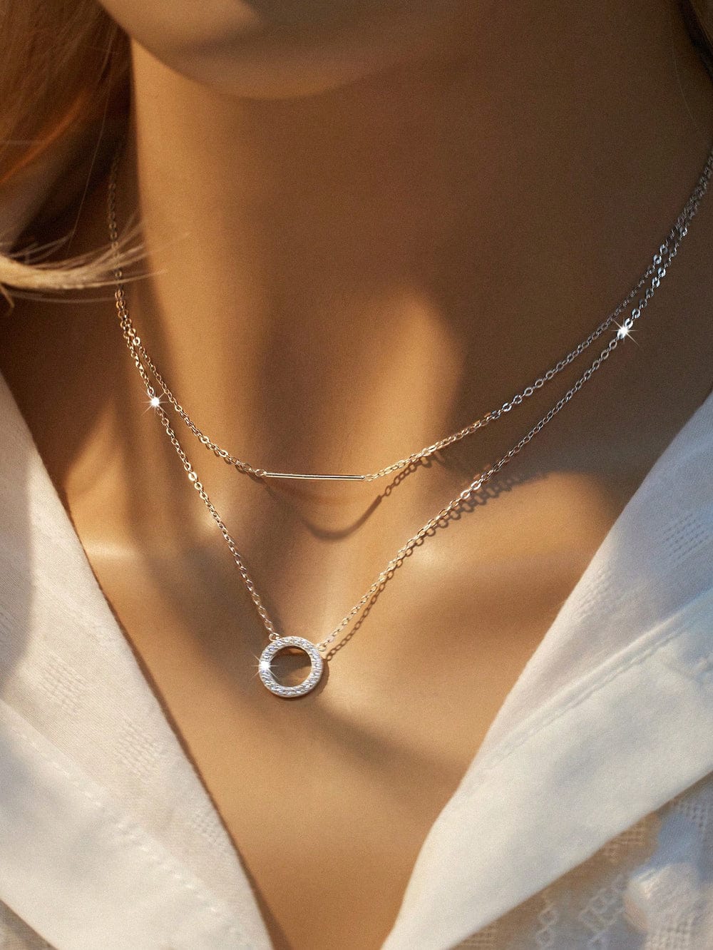 LAYERED 18K GOLD CHAIN PENDANT NECKLACE